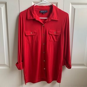 Red Button Down Blouse